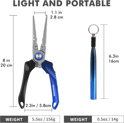 TRUSCEND Lockable Handy Fishing Pliers with Innovative Ergonomic Handle, Saltwater Corrosion Resistant Teflon Coated Fishing Tool, Multi-Function Fishing Gear with Mo-V Cutter, Amazing Fishing Gift - PuriLite