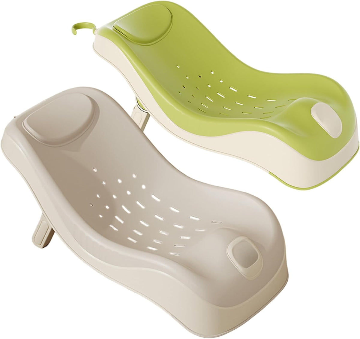 Baby Sink Bath, Adjustable Height Ergonomic Baby Bath Support with Temperature Reminder & Drainage Hole, Foldable Portable Infant Bathtub with Hook for Home Travel, Green, Sink Bather for - PuriLite