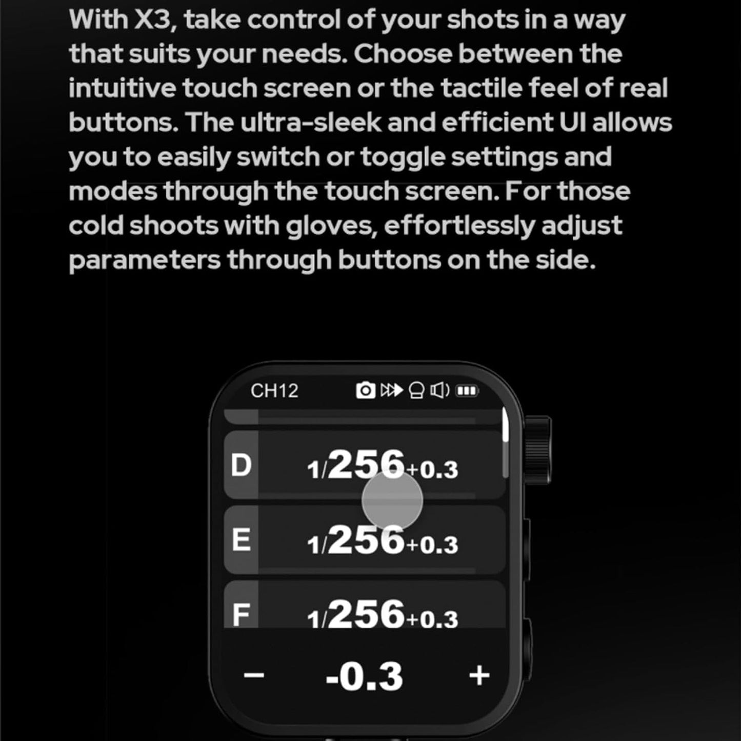 Godox X3-F X3F X3 F Touchscreen TTL Wireless Flash Trigger for Fuji, 2.4GHz Wireless, High Speed Sync, OLED Screen Adjustable Brightness TTL Speedlight Transmitter for Fujifilm Cameras (Autoflash) - PuriLite