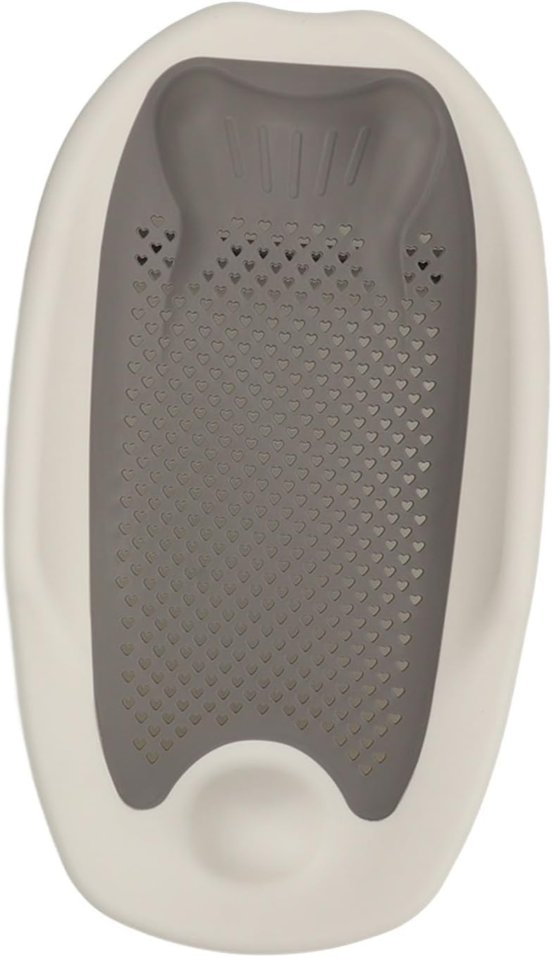 Foldable Baby Bath Support with Hollow Pattern, Ergonomic Design 3 Point Mechanical Structure, Universal Fit for Home Bathroom (Grey) - PuriLite