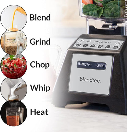 Blendtec Total Classic Original Blender and 75 oz FourSide Blender Jar - Kitchen Blender Bundle - Red - PuriLite