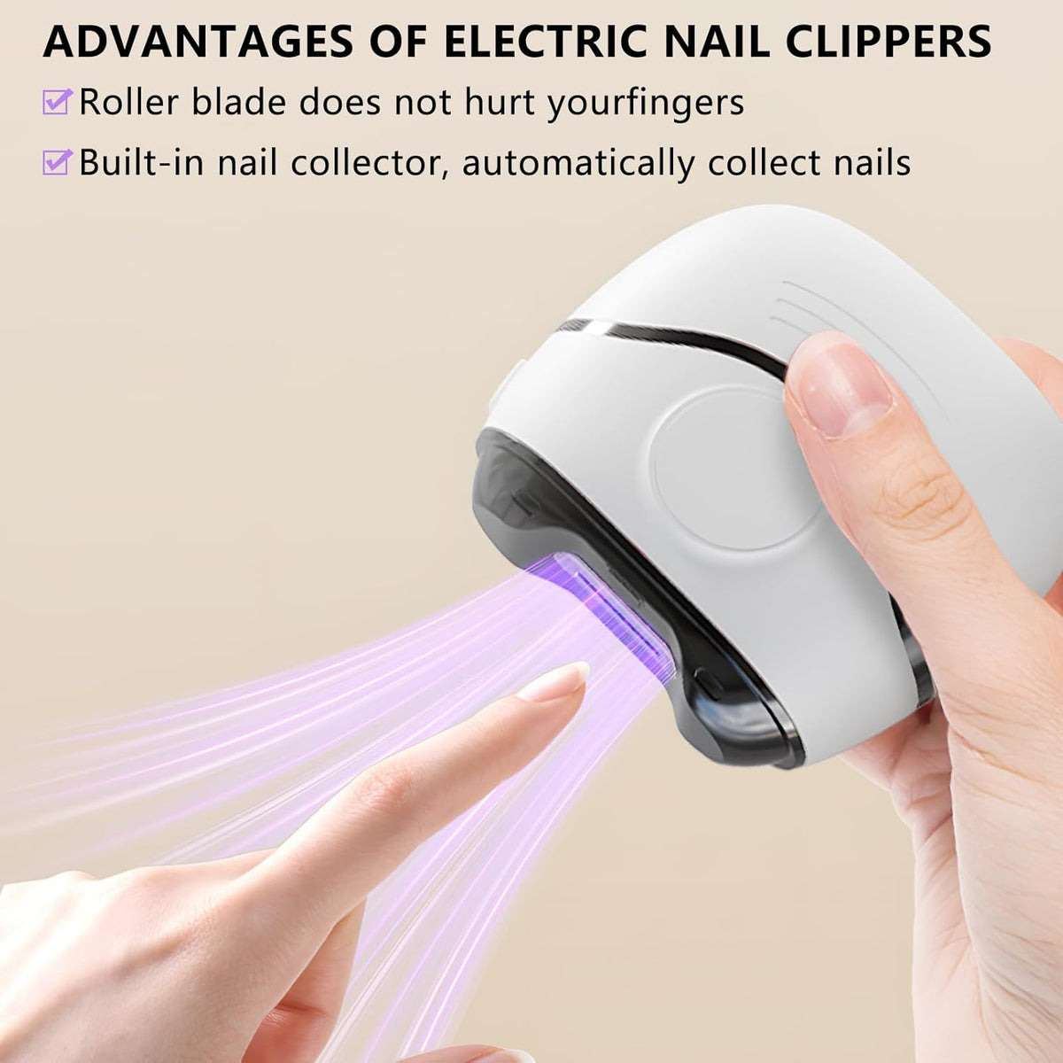 Electric Nail Clipper, Baby Nail Grinder, 2in1 Automatic Nail Clippers File Electric for Baby, Elderly(White) - PuriLite