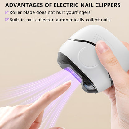 Electric Nail Clipper, Baby Nail Grinder, 2in1 Automatic Nail Clippers File Electric for Baby, Elderly(White) - PuriLite