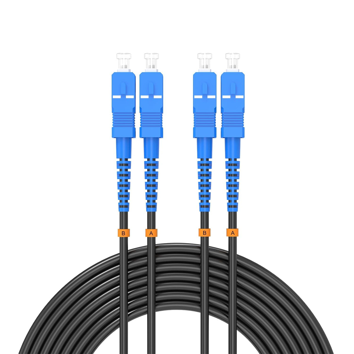 Buacoz 200 Meters LC to LC UPC Outdoor Armored Fiber Patch Cable, 9/125um Single Mode Duplex Fiber Optic Internet Cables, Jumper Optical Patch Cord, (200M/656ft), TPU Black - PuriLite