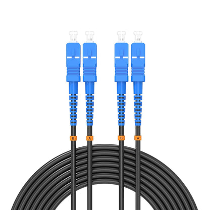 Buacoz 200 Meters LC to LC UPC Outdoor Armored Fiber Patch Cable, 9/125um Single Mode Duplex Fiber Optic Internet Cables, Jumper Optical Patch Cord, (200M/656ft), TPU Black - PuriLite