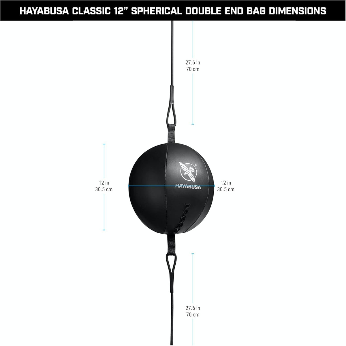 Hayabusa Classic Sphere Double Ended Bag - Black, 12 Inches - PuriLite