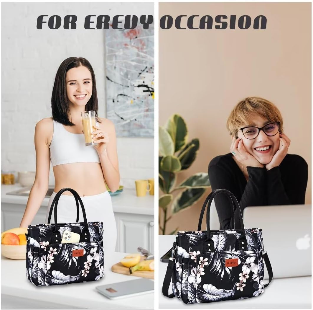 Lunch Bag for Women, Insulated Lunch Box for Work, Large Leakproof Cooler Purse with Side Pockets & Removable Shoulder Strap Women's Lunch Tote Bag for Picnic Work Beach Cute Lunch Bags (Heart) - PuriLite