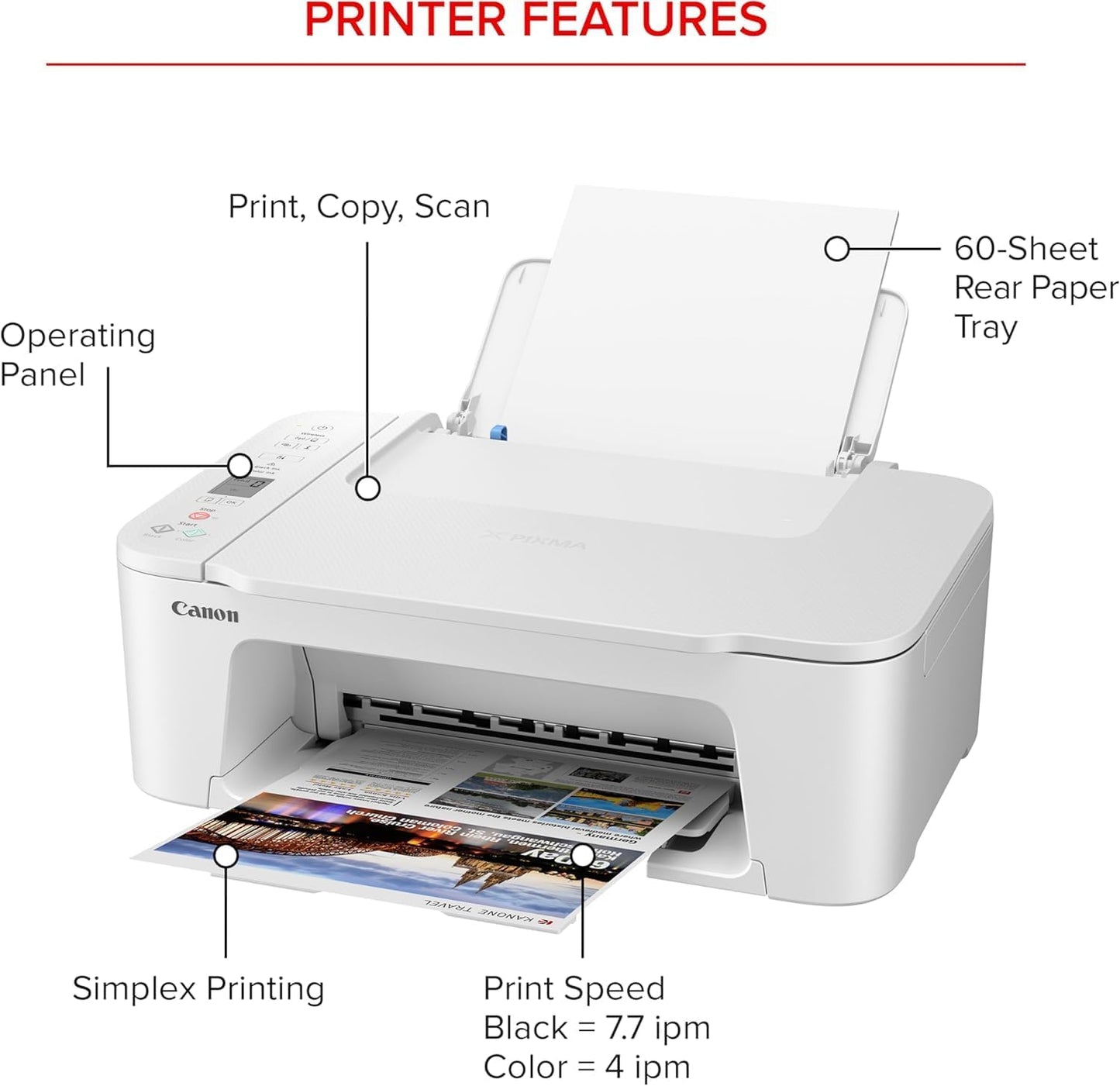 Canon PIXMA TS3720 Wireless All-in-One Printer - White - PuriLite
