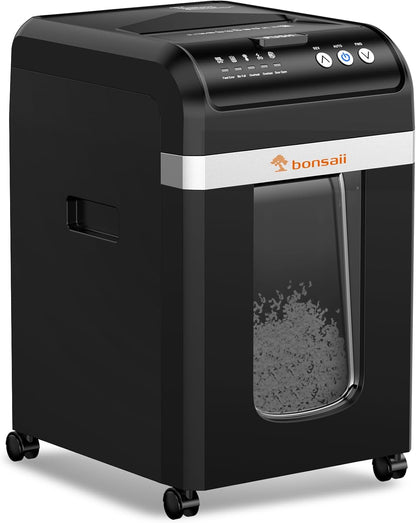Bonsaii 200-Sheet Auto Feed Paper Shredder, 60 Minutes Nonstop Heavy Duty Shredders, 8.1 Gallon Large Bin Office Document Shredder, Micro-Cut/High Security P-4 Commercial Grade Shredder (C283-A) - PuriLite
