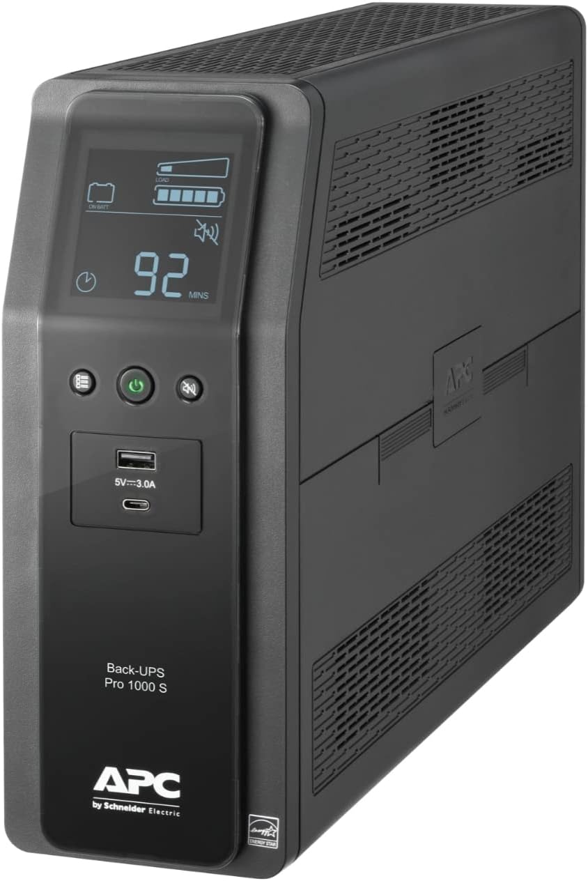 APC BR1000MS Sine Wave UPS Battery Backup & Surge Protector, 1000VA, Backups Pro, Black - PuriLite