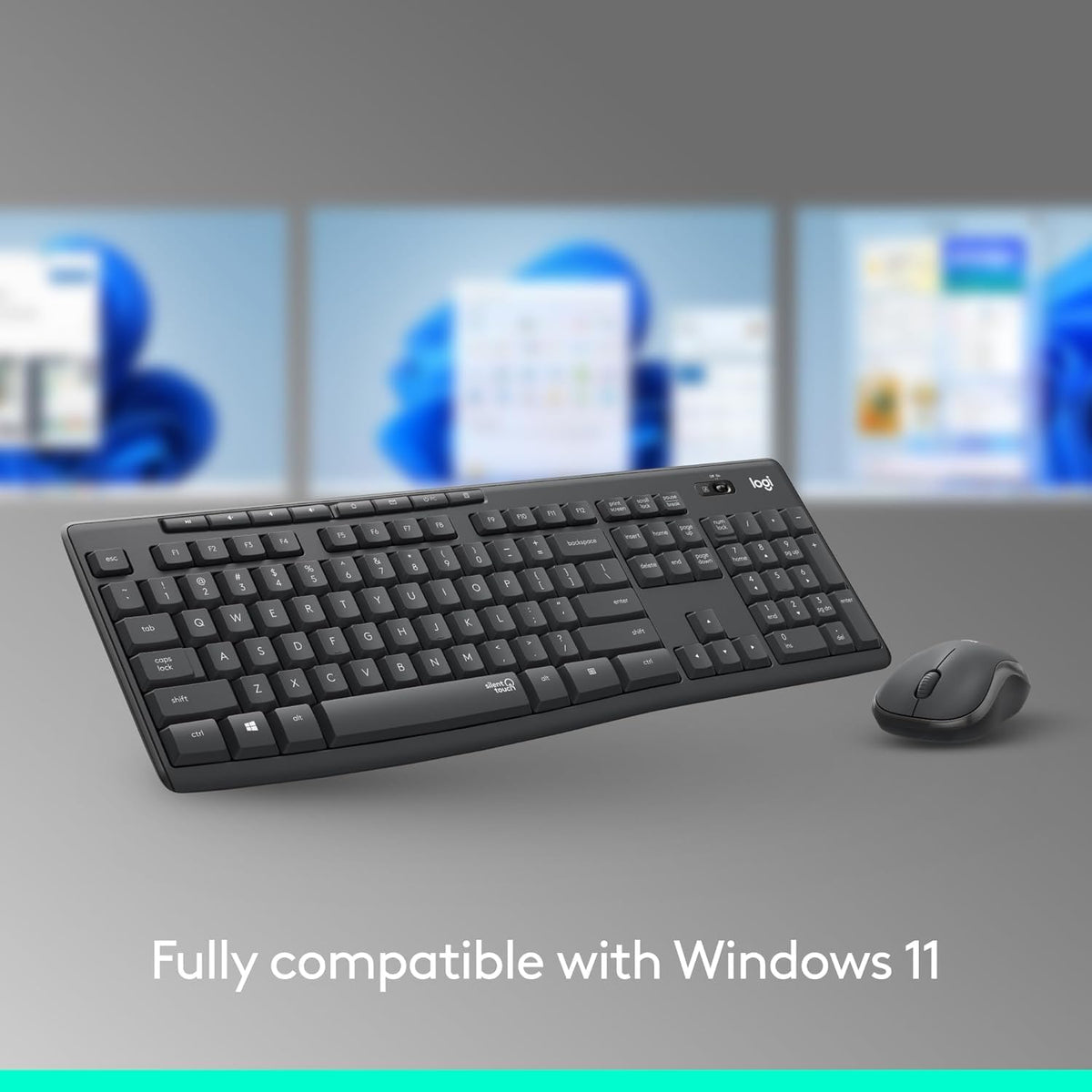 Logitech MK295 Wireless Mouse & Keyboard Combo with SilentTouch Technology, Full Numpad, Advanced Optical Tracking, Lag-Free Wireless, 90% Less Noise - Graphite - PuriLite