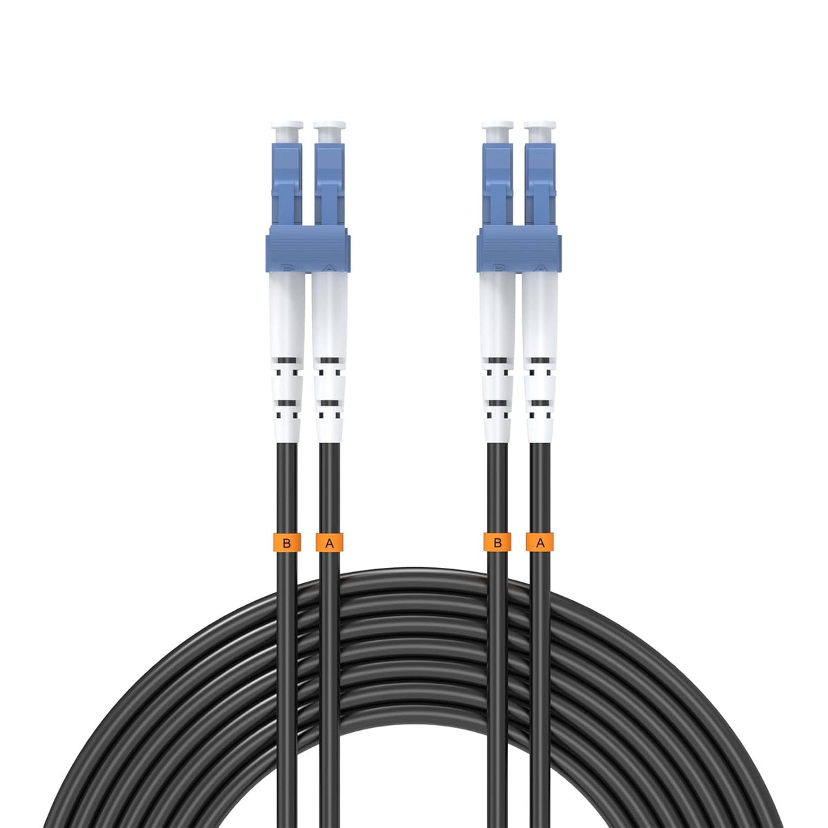 Buacoz 200 Meters LC to LC UPC Outdoor Armored Fiber Patch Cable, 9/125um Single Mode Duplex Fiber Optic Internet Cables, Jumper Optical Patch Cord, (200M/656ft), TPU Black - PuriLite