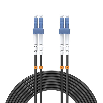 Buacoz 200 Meters LC to LC UPC Outdoor Armored Fiber Patch Cable, 9/125um Single Mode Duplex Fiber Optic Internet Cables, Jumper Optical Patch Cord, (200M/656ft), TPU Black - PuriLite