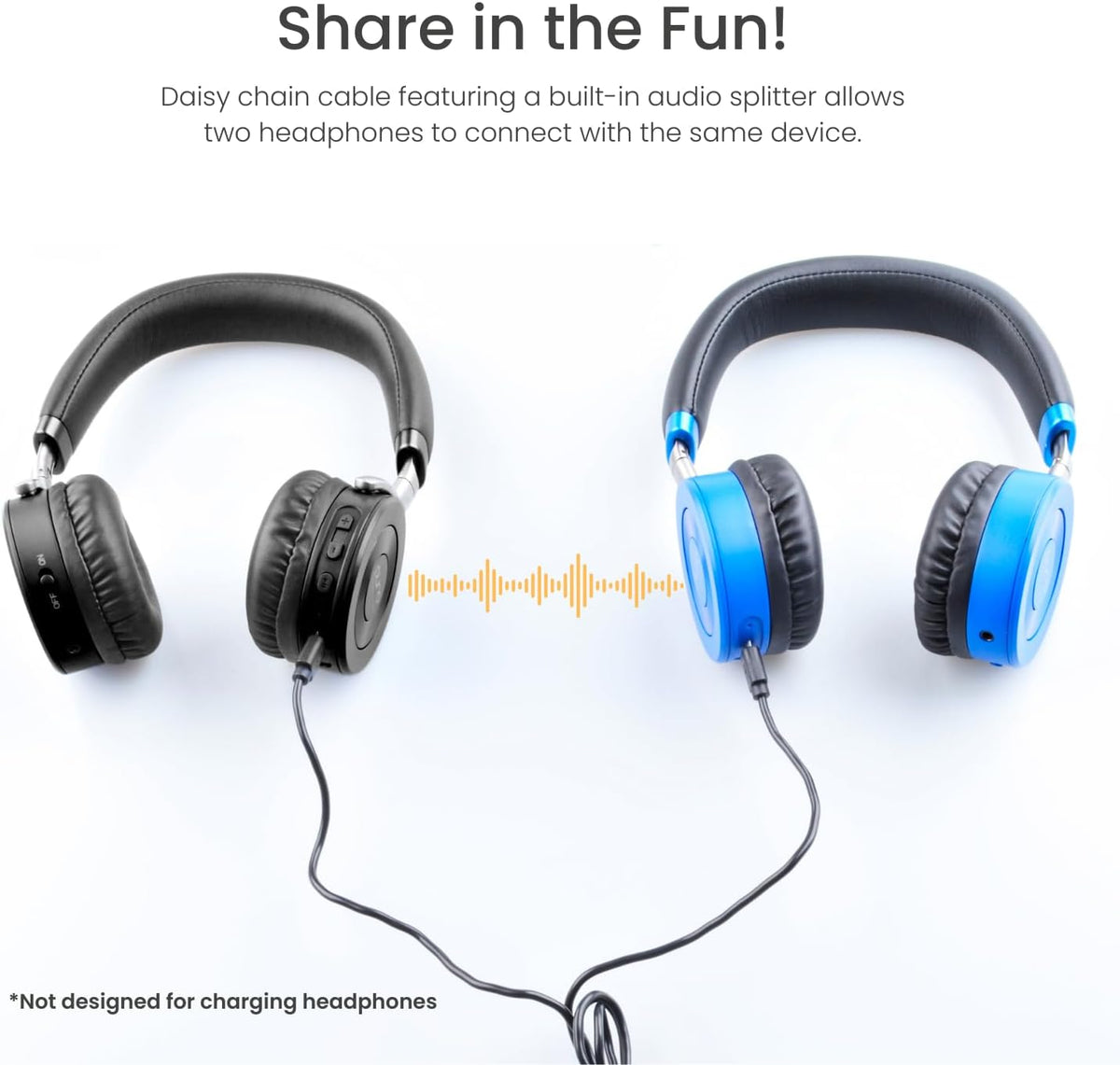 JuniorJam Plus Volume Limiting Headphones for Kids, Foldable & Adjustable Bluetooth Headphones, 22-Hour Battery Life USB-C Charging (Black) - PuriLite