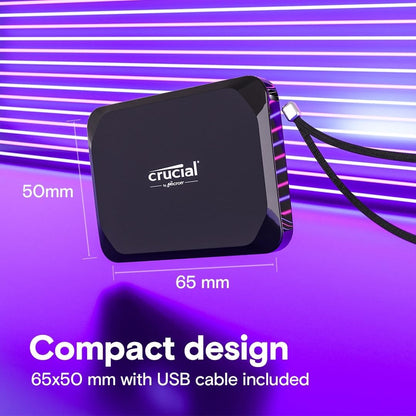 Crucial X9 4TB Portable SSD, Up to 1050MB/s, USB 3.2 USB-C, External Solid State Drive, Compatible with Windows, Mac, & Android, Reliable Storage for Games, Files, & Backups, Black - CT4000X9SSD902 - PuriLite