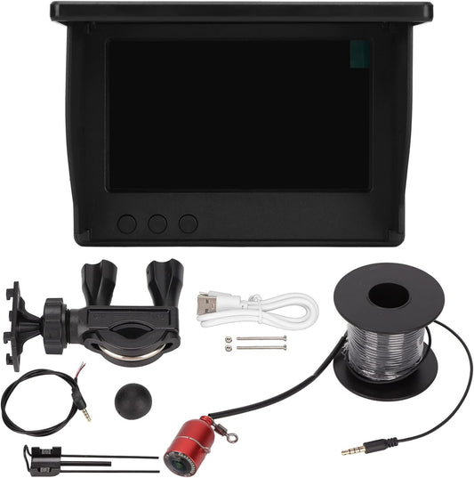 Fish Finder, Portable Underwater Fishing Camera Kit with 4.3in LCD Monitor, 190° Wide Angle IP67 Deep Waterproof Video Finder for Boats, Kayaks, Ice Fishing, Sea Adjustable Focal Length - PuriLite
