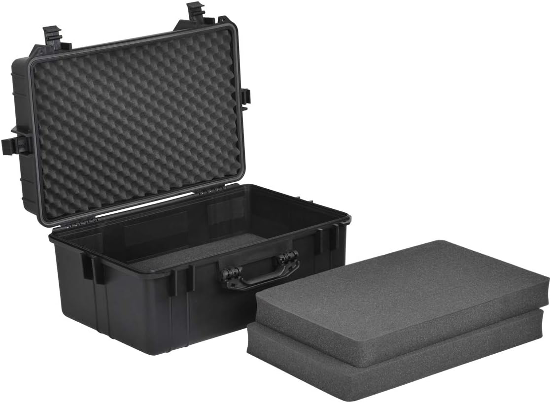 MEIJIA Portable Waterproof Protective Hard Case,Camera Case with Customizable Fit Foam Inserted, Elegant Black (9.17"x 7.56"x4.33") - PuriLite