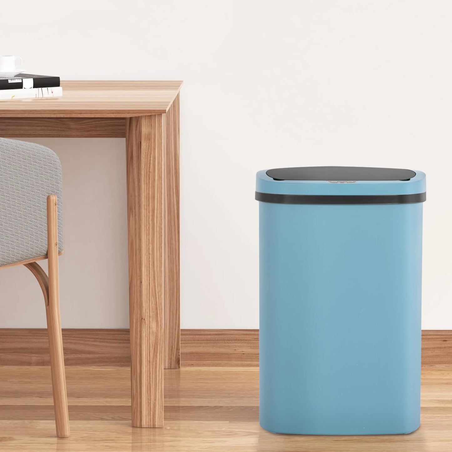 13 Gallon 50 Liter Garbage Can Kitchen Trash Can with Lid Automatic Sensor Touch Free Stainless Steel Waste Bin for Bathroom Bedroom Home Office,Black - PuriLite