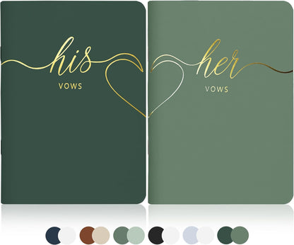 LSSH GmbH Vow Books - His and Hers Wedding Essentials, 28 Pages, 5.5" X 4" (Dark Green & Sage) - PuriLite
