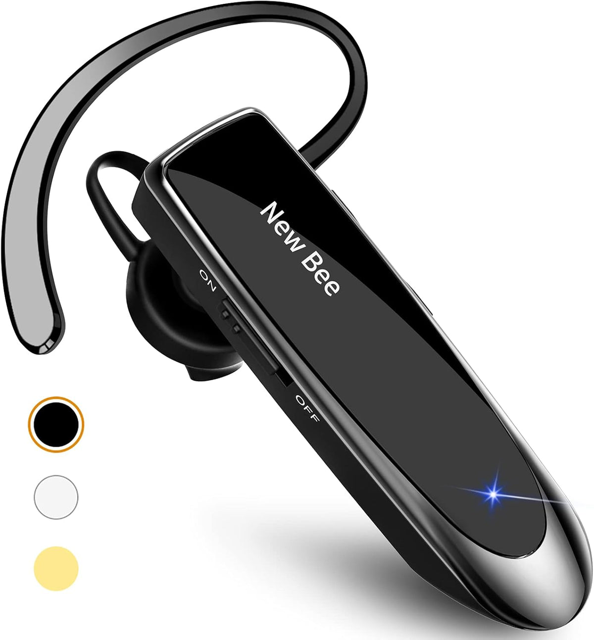 Bluetooth Headset New Bee 24Hrs V5.0 Bluetooth Earpiece Wireless Handsfree Driving Headset with Noise Canceling Mic Headset Case for iPhone Samsung Android Mobile Cell Phone Tablets Office - PuriLite