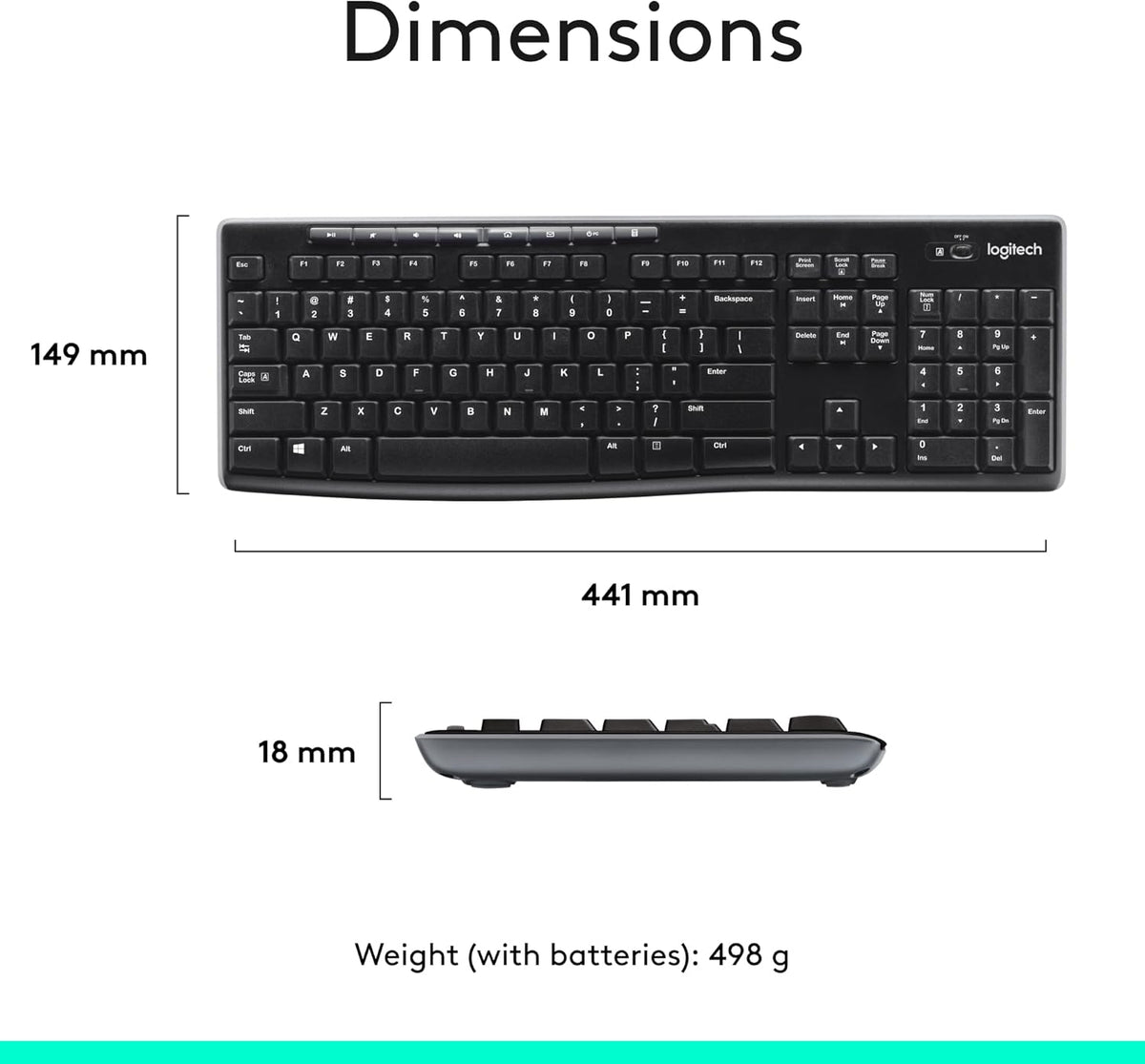 Logitech MK295 Wireless Mouse & Keyboard Combo with SilentTouch Technology, Full Numpad, Advanced Optical Tracking, Lag-Free Wireless, 90% Less Noise - Graphite - PuriLite