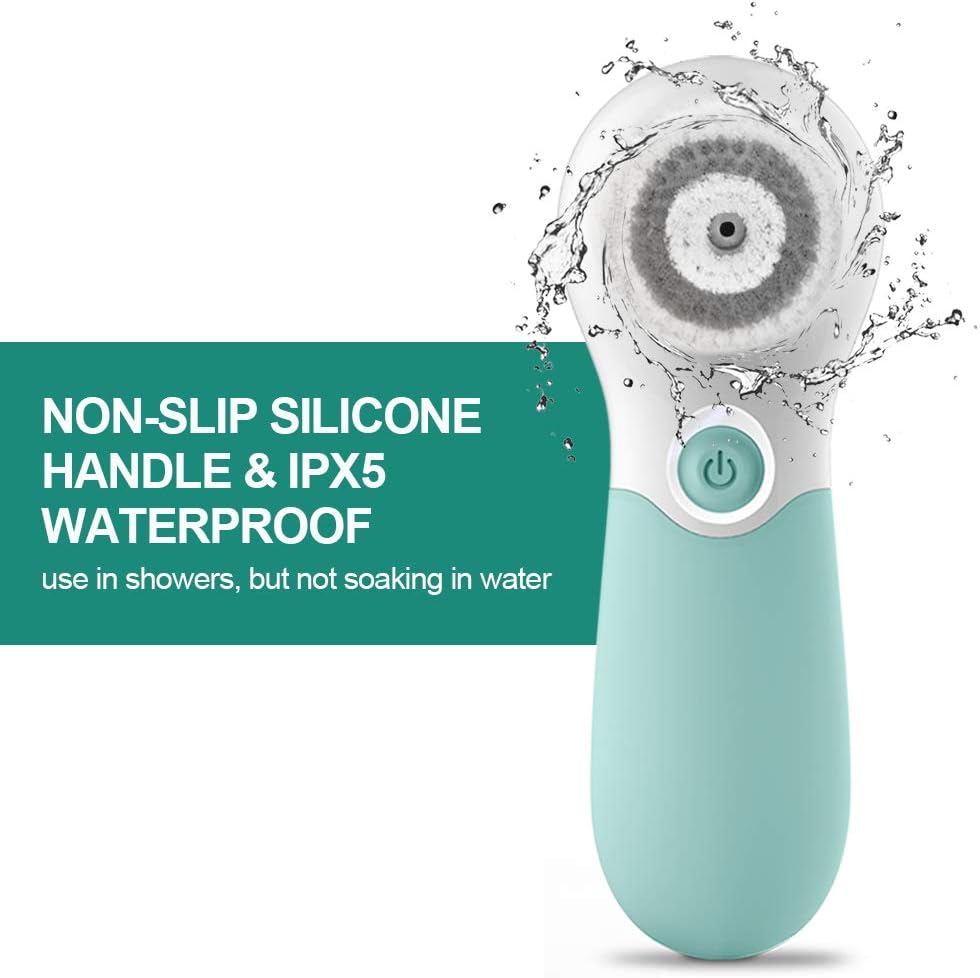 Facial Cleansing Brush Electric Facial Exfoliating Massage Brush with 3 Cleanser Heads and 2 Speeds Adjustable for Deep Cleaning, Removing Blackhead, Face Massaging - PuriLite