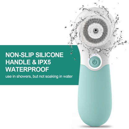 Facial Cleansing Brush Electric Facial Exfoliating Massage Brush with 3 Cleanser Heads and 2 Speeds Adjustable for Deep Cleaning, Removing Blackhead, Face Massaging - PuriLite