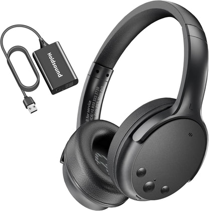 Holdsound Wireless Headphones for TV Watching, TV Headphones Wireless for Seniors with USB Transmitter, 25hrs, No Lip-Sync Delay, Plug and Play, Gifts for Elderly,Light Black - PuriLite