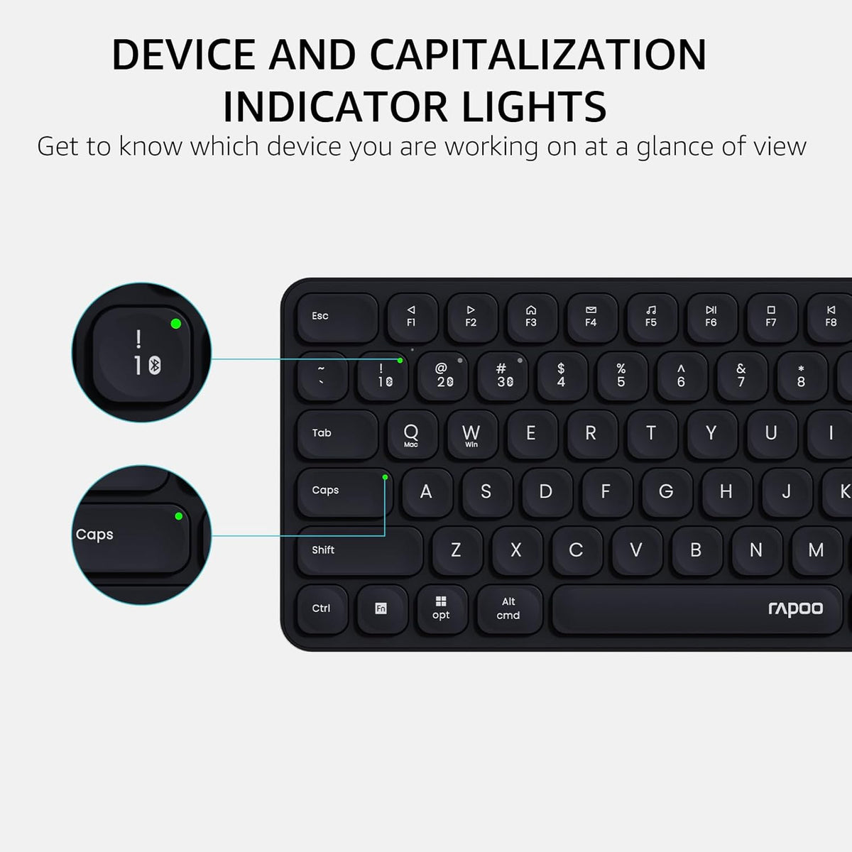 RAPOO Keyboard and Mouse Wireless - 9010M Multi-Device Wireless Keyboard Mouse Combo, 2.4GHz/Bluetooth 5.0/4.0 Wireless Keyboard Mouse Set for Windows/Mac/Linux/Chrome, Support 4 Devices, Silent Click - PuriLite