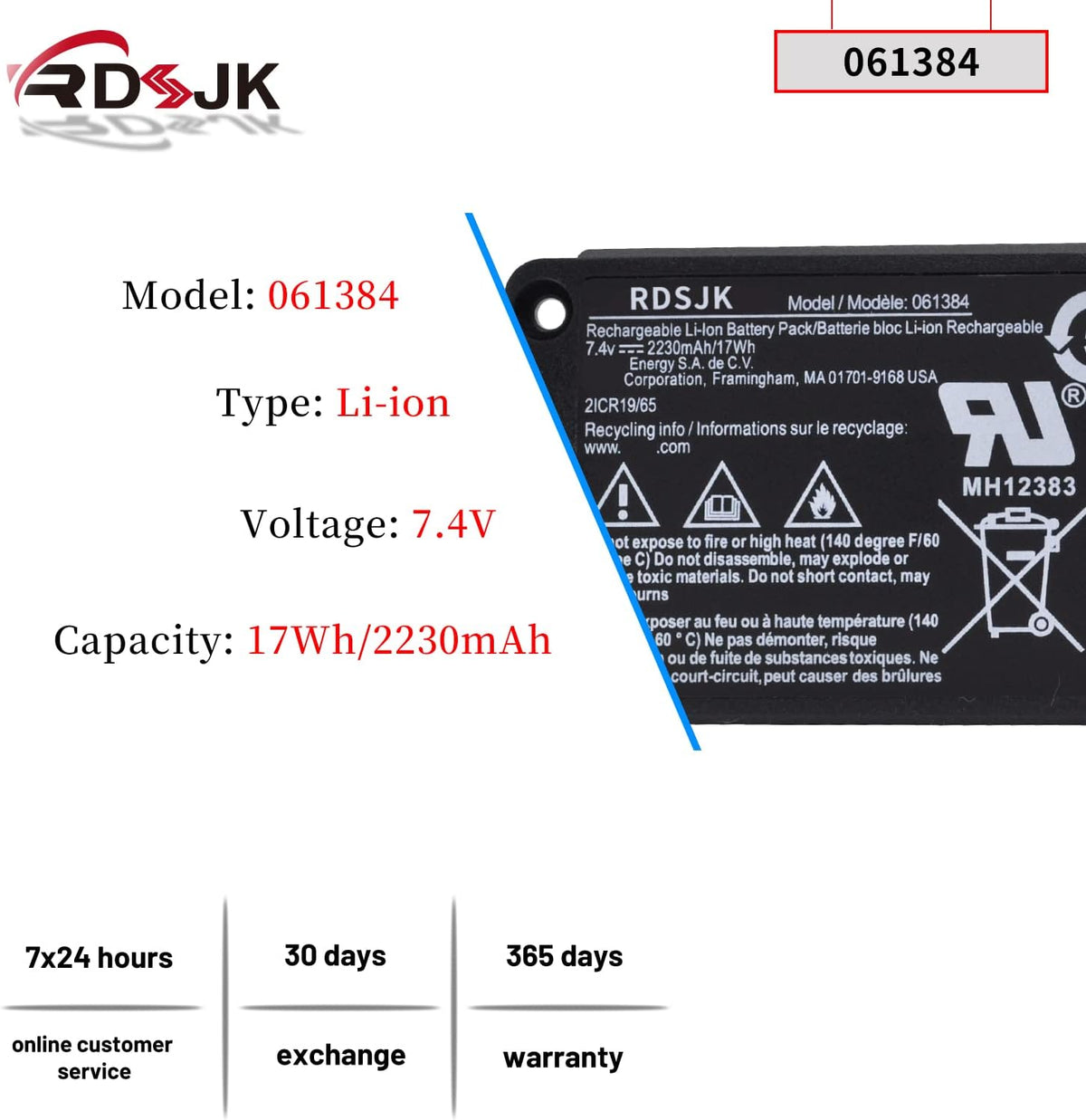 061384 063404 061385 061386 063287 Speaker Battery Replacement for Bose Soundlink Mini I one/Bose SoundLink Mini Bluetooth Speaker one/Bose SoundLink Mini Bluetooth Speaker I/Bose mini I One 7.4V 17Wh - PuriLite