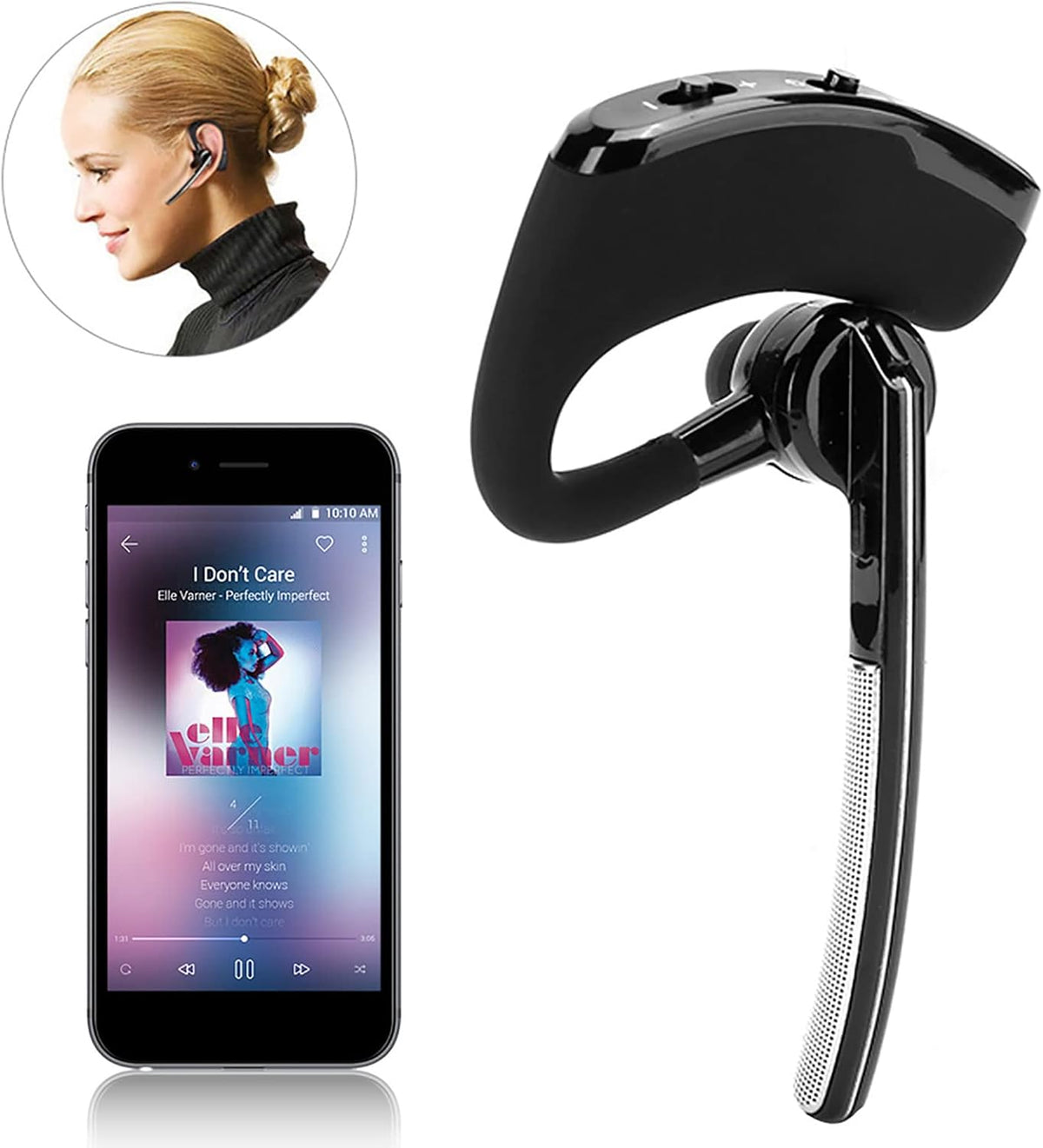 V8 Cordless Business BT Headphone, Clear HD Sound, Voice Prompt, Hands Calling, Noise Reduction, Intelligent CSR Chip - PuriLite