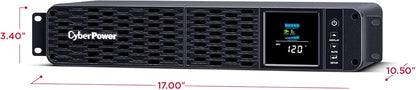 CyberPower CP1500PFCLCD PFC Sinewave UPS System, 1500VA/1000W, 12 Outlets, AVR, Mini Tower, Black - PuriLite