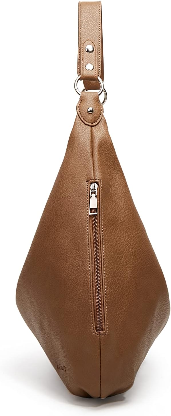 Ashioup Hobo Bags for Women Soft PU Leather Shoulder Bag Vintage Slouchy Handbag with Zipper - PuriLite
