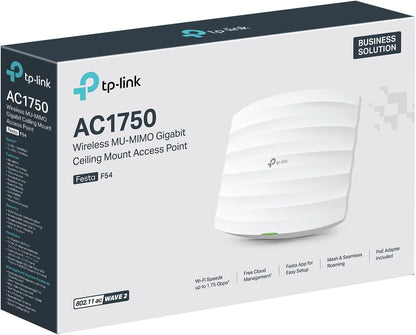 TP-Link Omada AC1750 Gigabit Wireless Access Point (EAP245 V3) - Business WiFi Solution w/Mesh Support, Seamless Roaming & MU-MIMO, PoE Powered, SDN Integrated, Cloud Access & Omada App, White - PuriLite