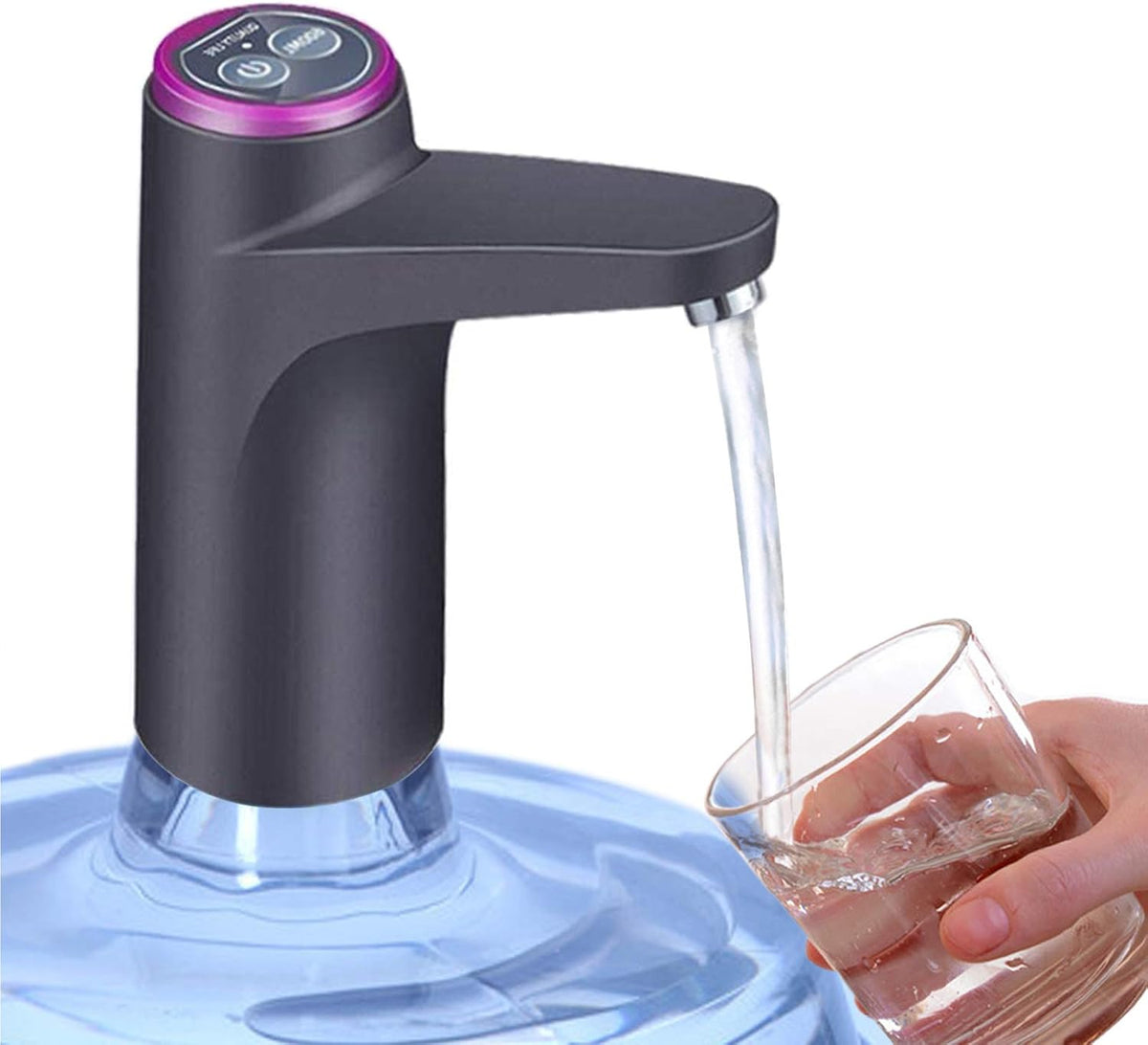 Cozy Blue Water Dispenser, Portable Water Bottle Pump for Universal 3, 4 and 5 Gallon with USB Electric Charging and Automatic Off Switch (Black) - PuriLite