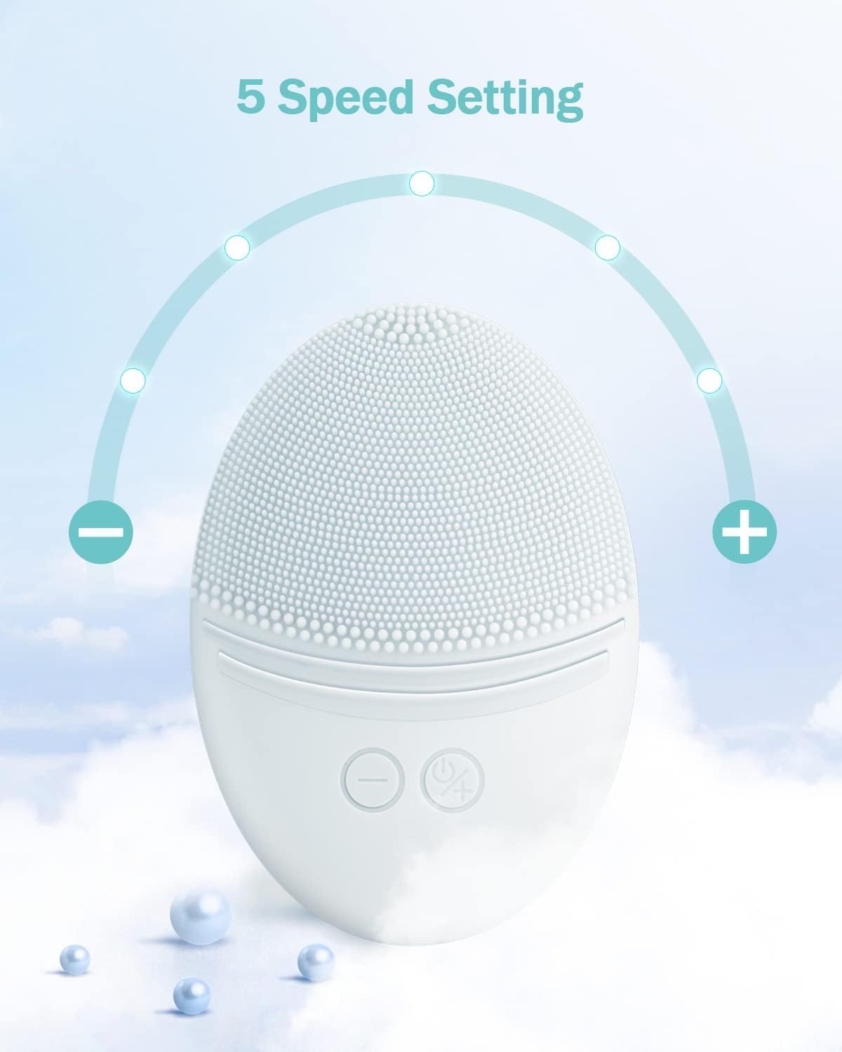 EZBASICS Sonic Facial Cleansing Brush Made with Ultra Hygienic Soft Silicone, Waterproof Sonic Vibrating Face Brush for Deep Cleansing, Gentle Exfoliating and Massaging, Inductive Charging Blue - PuriLite