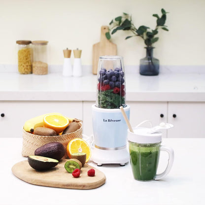 La Reveuse Personal Size Blender 250 Watts Power for Shakes Smoothies Seasonings Sauces with 1 Piece 15 oz Cup,1 Piece 10 oz Mug,BPA Free (Black) - PuriLite