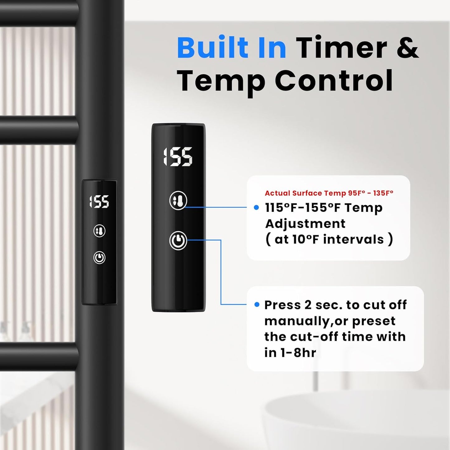 POPFLY Heated Towel Rack, Wall Mounted Electric Hot Towel Warmer, 4-Bar 304 Stainless Steel Small Heated Towel Warmer Rack for Bathroom with Timer and Temperature Control, Brushed - PuriLite