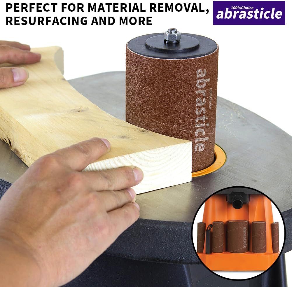 18 Pack Spindle Sander Sleeves, Sanding Sleeves for Oscillating Sander, 80 150 240 Assorted Grit Sandpaper, 4-1/2" Length, 1/2",3/4",1",1-1/2", 2", 3" Diameter - PuriLite