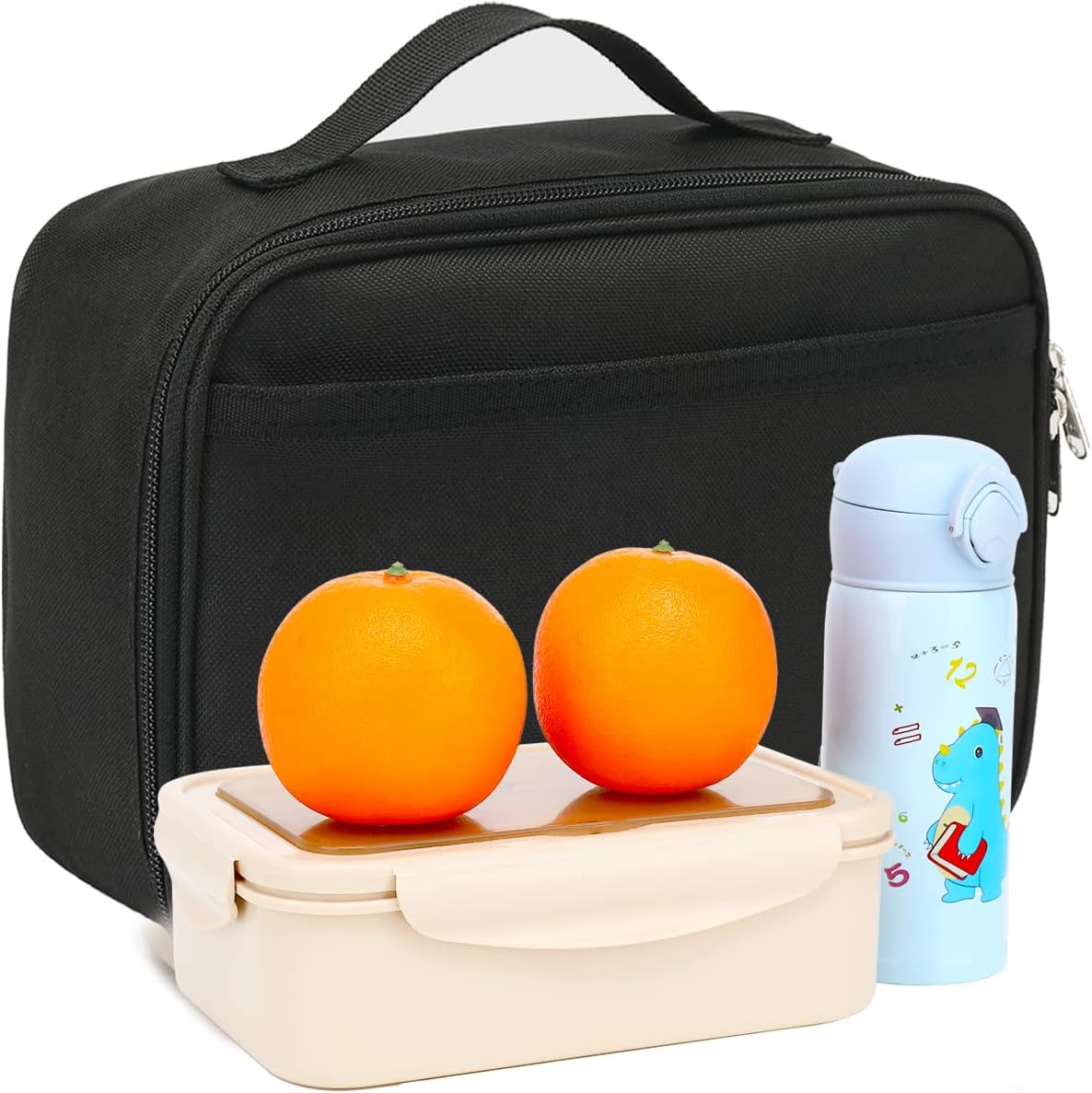 FlowFly Kids Lunch Box Insulated Soft Bag Mini Cooler Back to School Thermal Meal Tote Kit for Girls, Boys, Black - PuriLite