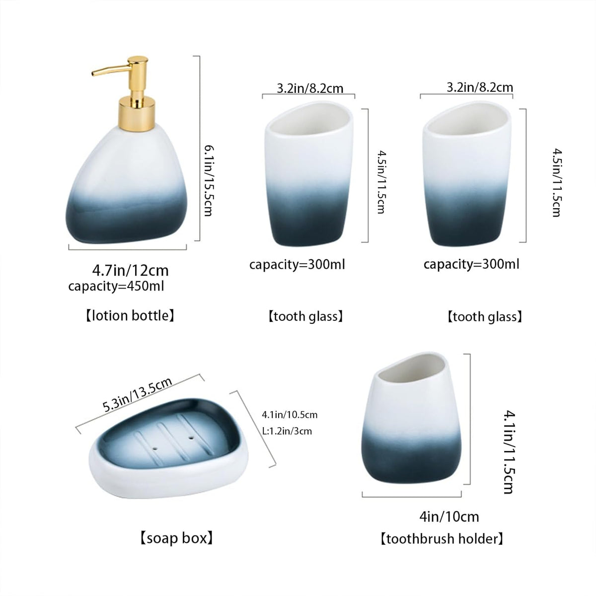 White Bathroom Accessories Set,Modern Countertop Bathroom Decor,Luxury 6 Piece Bathroom Accessory Set,Complete with Soap Dispenser,Toothbrush Holder,Tumbler,Tray - PuriLite