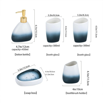 White Bathroom Accessories Set,Modern Countertop Bathroom Decor,Luxury 6 Piece Bathroom Accessory Set,Complete with Soap Dispenser,Toothbrush Holder,Tumbler,Tray - PuriLite