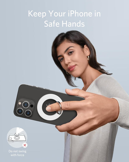 Anker Magnetic Phone Grip, MagGo 610 Ring Holder, Adjustable Kickstand, Only for iPhone 16/16 Plus/16 Pro/16 Pro Max/15/14/13/12 Series - PuriLite