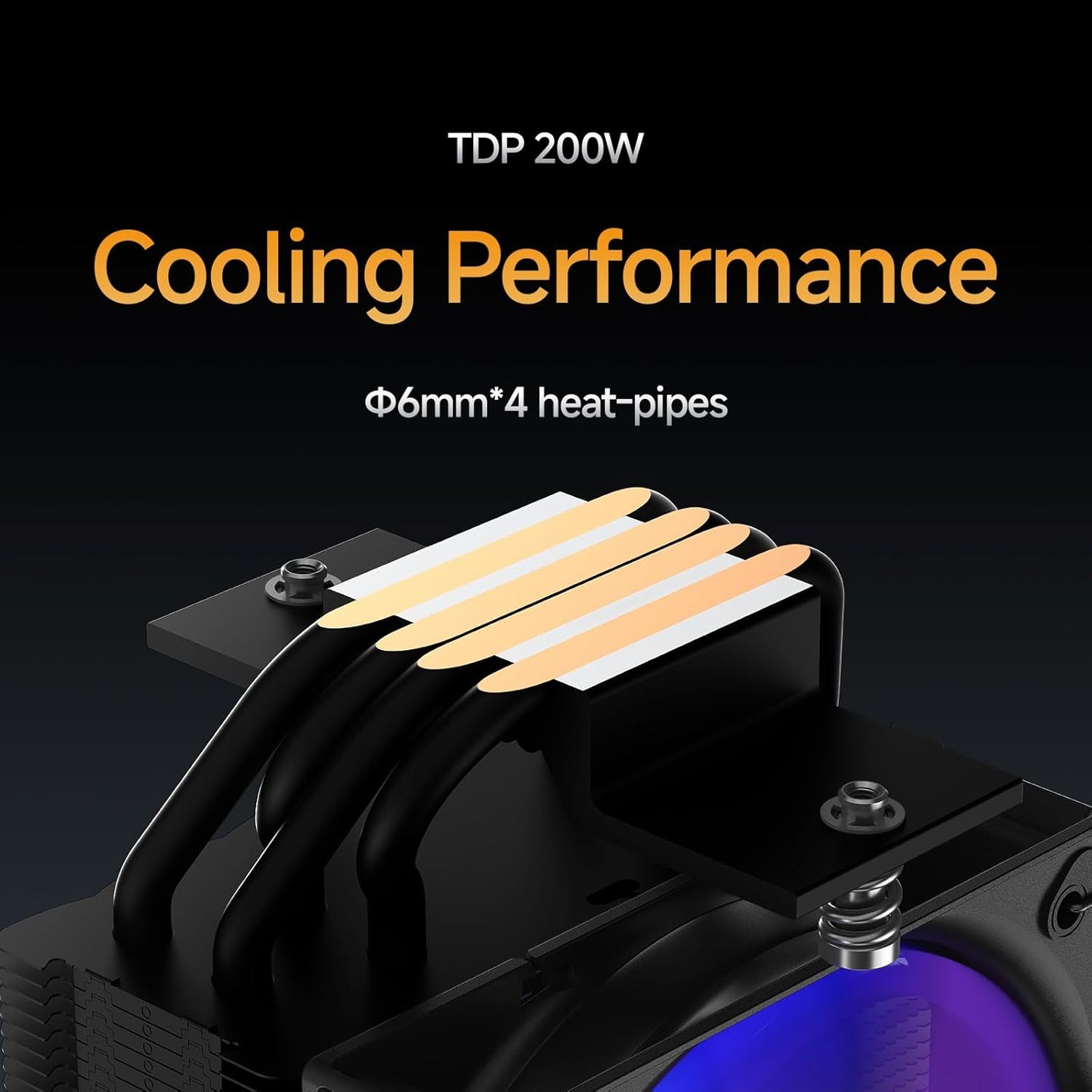 Gamma A40 ARGB BK CPU Cooler,100mm PWM Fan,133mm Height Single Tower Computer Compact CPU Air Cooler,4 Copper Direct Contact Heat Pipes,for Intel LGA 115X/1200/1700/1851 &AMD AM4/AM5 - PuriLite