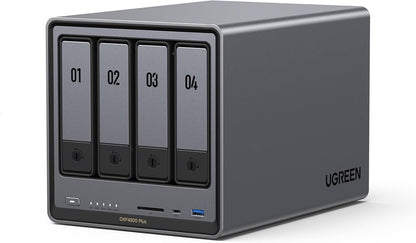 UGREEN NASync DXP4800 Plus 4-Bay Desktop NAS, Intel Pentium Gold 8505 5-Core CPU, 8GB DDR5 RAM, 128G SSD, 1 * 10GbE, 1 * 2.5GbE, 2 * M.2 NVMe Slots, 4K HDMI, Network Attached Storage (Diskless) - PuriLite