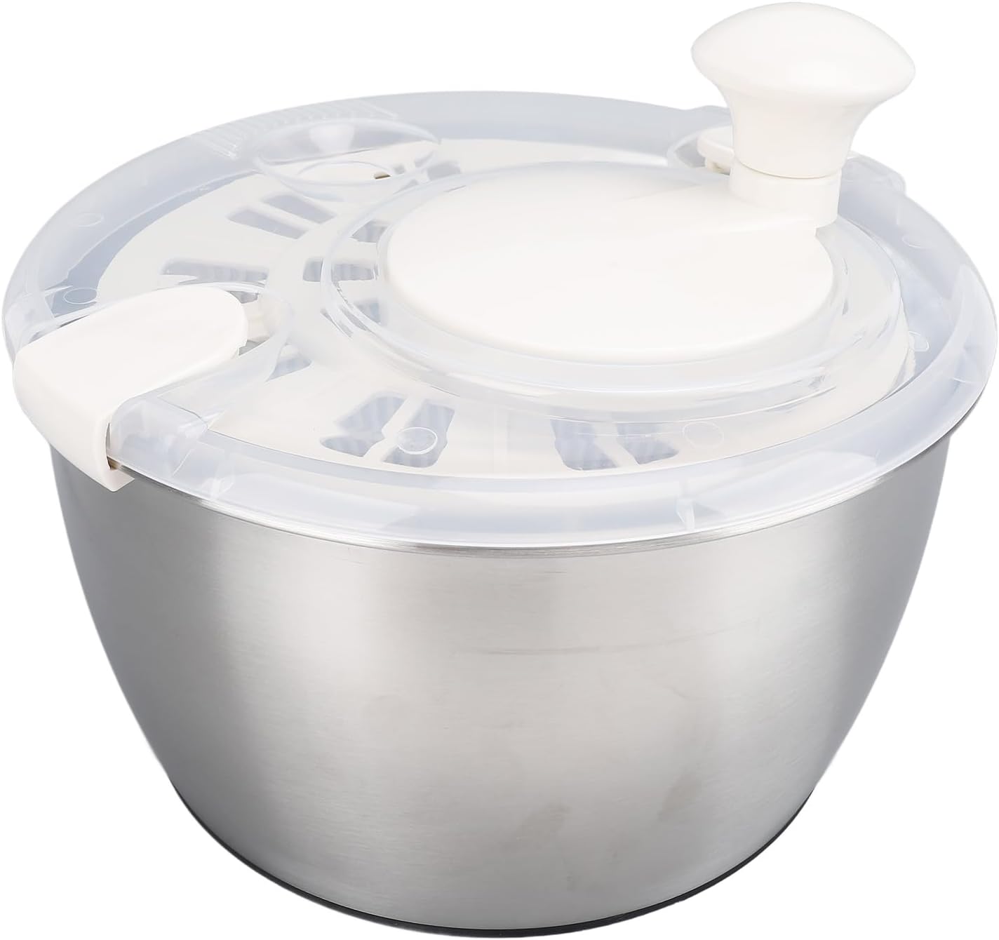 Stainless Steel Salad Spinner, Fruit Vegetable Dryer, Spin and Dry Salad Greens, Drainer & Colander Bowl, Pasta and Fries Spinner, Non Slip Design, 5L Capacity - PuriLite