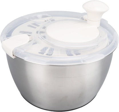 Stainless Steel Salad Spinner, Fruit Vegetable Dryer, Spin and Dry Salad Greens, Drainer & Colander Bowl, Pasta and Fries Spinner, Non Slip Design, 5L Capacity - PuriLite