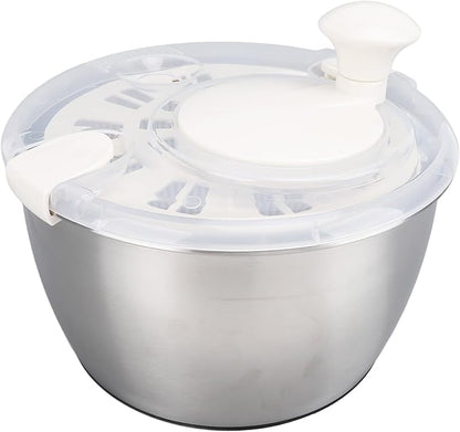 Stainless Steel Salad Spinner, Fruit Vegetable Dryer, Spin and Dry Salad Greens, Drainer & Colander Bowl, Pasta and Fries Spinner, Non Slip Design, 5L Capacity - PuriLite