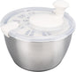 Stainless Steel Salad Spinner, Fruit Vegetable Dryer, Spin and Dry Salad Greens, Drainer & Colander Bowl, Pasta and Fries Spinner, Non Slip Design, 5L Capacity - PuriLite