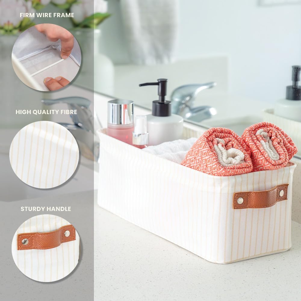 OrganiHaus Large Fabric Storage Baskets for Shelves 3 Pack, 15x11in Closet Storage Bins for Shelves, Cloth Baskets, Fabric Storage Cubes, Linen Closet Organizers, Fabric Basket, White Basket - PuriLite